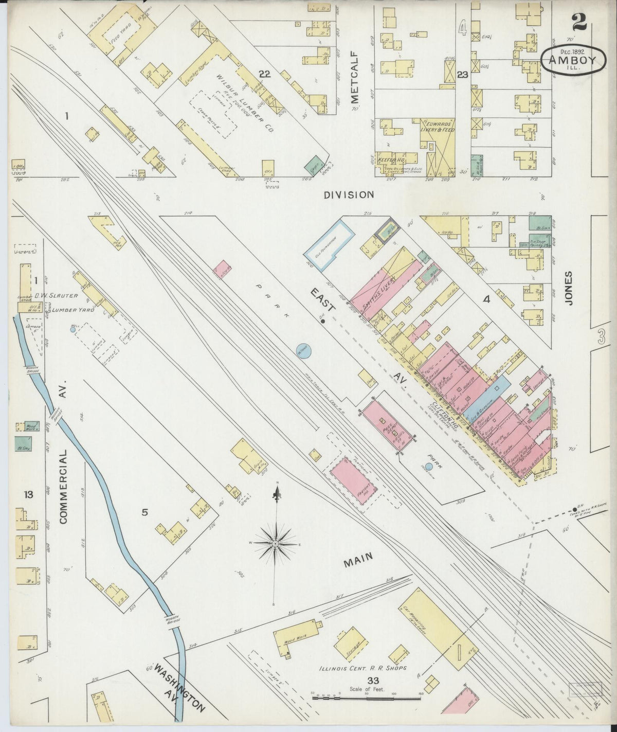 Sanborn Fire Insurance Map from Amboy, Lee County, Illinois (1892), Sheet #0002 - Complete Map Set gallery image, historic Sanborn map, vintage wall art, Illinois Illinois