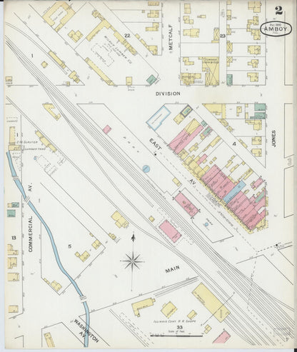 Sanborn Fire Insurance Map from Amboy, Lee County, Illinois (1892), Sheet #0002 - Complete Map Set gallery image, historic Sanborn map, vintage wall art, Illinois Illinois