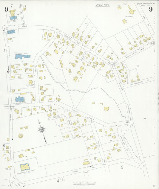 Sanborn Fire Insurance Map from South Kingstown, Washington County, Rhode Island (1935), Sheet #0009 - Historic Sanborn Fire Insurance Map Print, vintage old map wall art, antique decor, genealogy gift, Rhode Island Rhode Island map