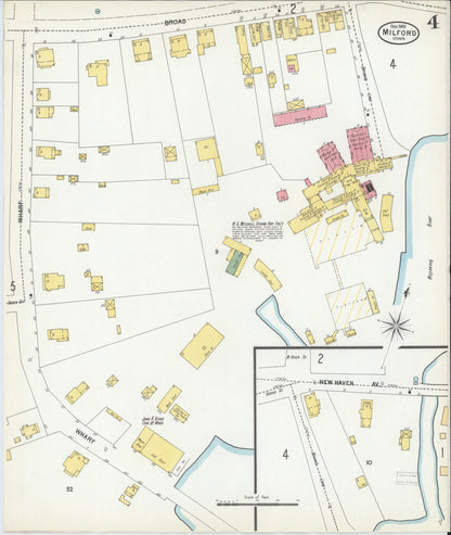 Sanborn Fire Insurance Map from Milford, New Haven County, Connecticut (1900), Sheet #0004 - Complete Map Set gallery image, historic Sanborn map, vintage wall art, Connecticut Connecticut