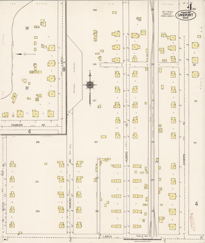 Sanborn Fire Insurance Map from Sandpoint, Bonner County, Idaho (1921), Sheet #0004 - Complete Map Set gallery image, historic Sanborn map, vintage wall art, Idaho Idaho
