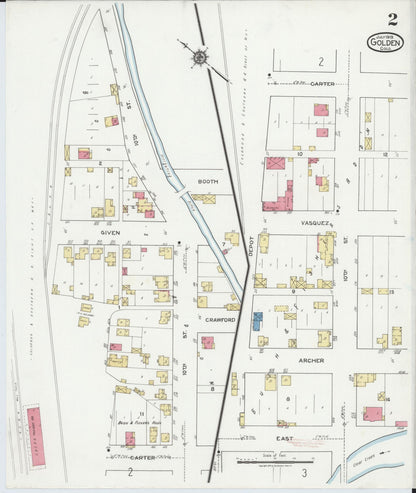 Sanborn Fire Insurance Map from Golden, Jefferson County, Colorado (1919), Sheet #0002 - Complete Map Set gallery image, historic Sanborn map, vintage wall art, Colorado Colorado