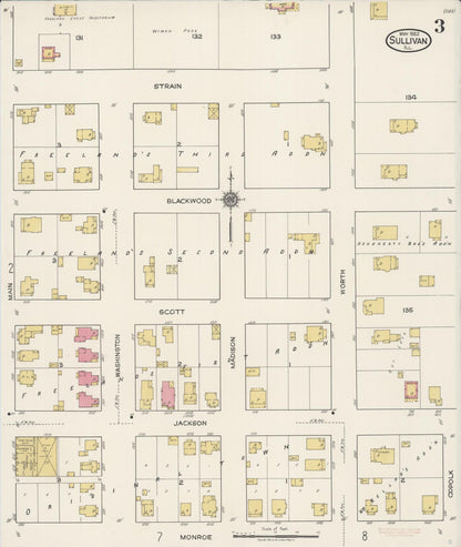 Sanborn Fire Insurance Map from Sullivan, Moultrie County, Illinois (1922), Sheet #0003 - Complete Map Set gallery image, historic Sanborn map, vintage wall art, Illinois Illinois