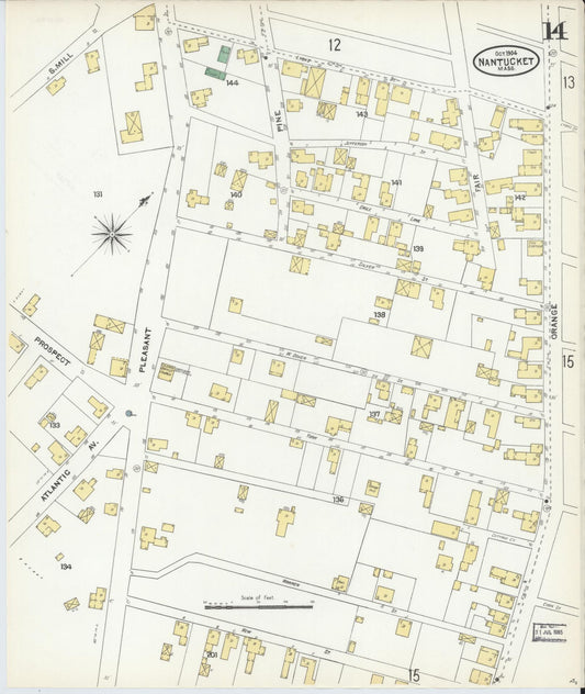 Sanborn Fire Insurance Map from Nantucket, Nantucket County, Massachusetts (1904), Sheet #0014 - Historic Sanborn Fire Insurance Map Print, vintage old map wall art, antique decor, genealogy gift, Massachusetts Massachusetts map
