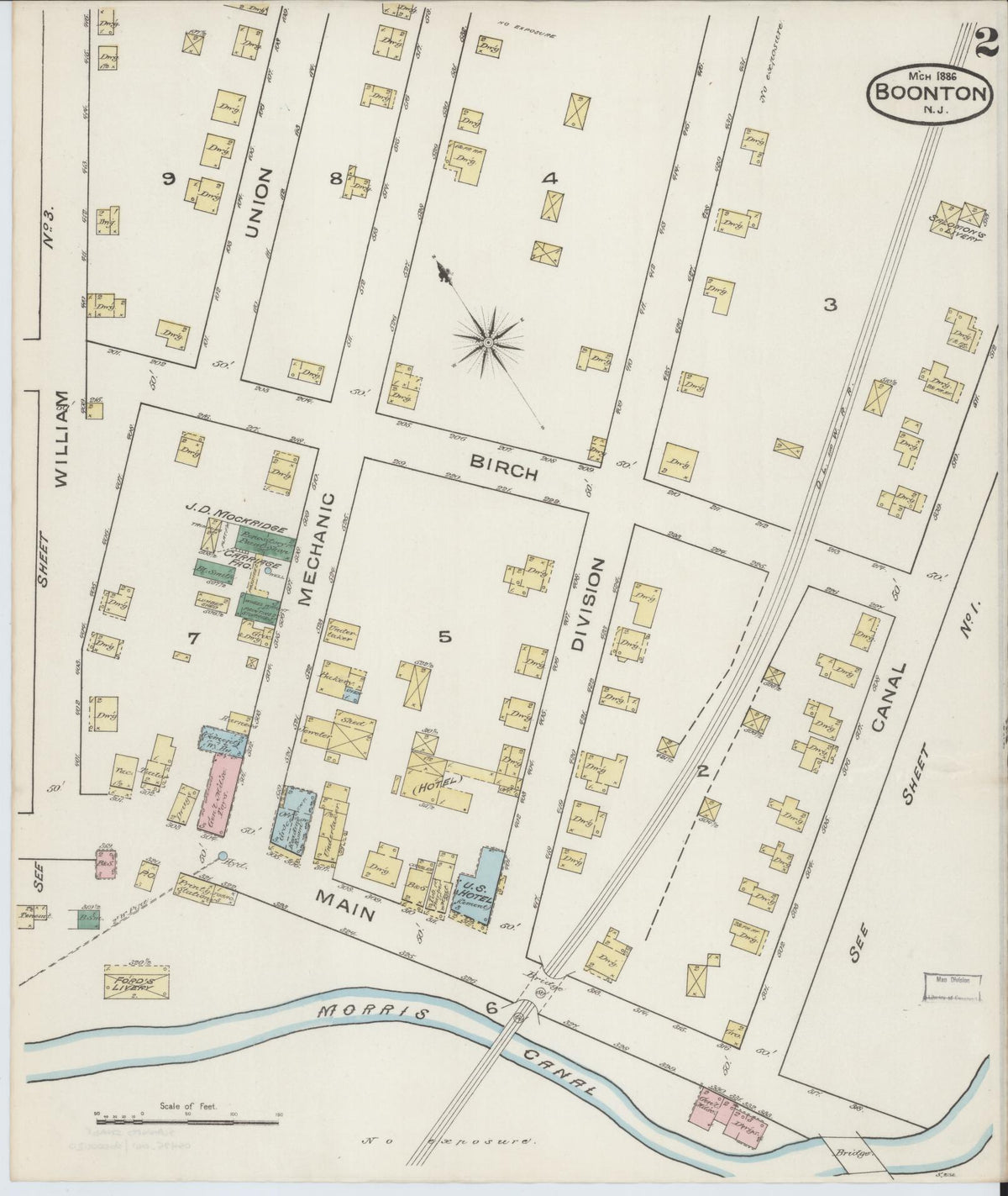Sanborn Fire Insurance Map from Boonton, Morris County, New Jersey (1886), Sheet #0002 - Complete Map Set gallery image, historic Sanborn map, vintage wall art, New Jersey New Jersey