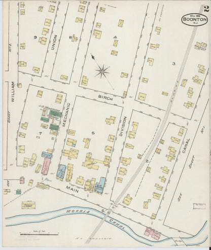 Sanborn Fire Insurance Map from Boonton, Morris County, New Jersey (1886), Sheet #0002 - Complete Map Set gallery image, historic Sanborn map, vintage wall art, New Jersey New Jersey