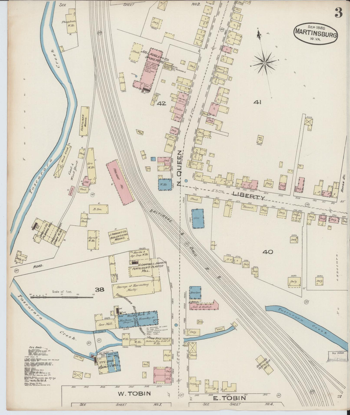 Sanborn Fire Insurance Map from Martinsburg, Berkeley County, West Virginia (1885), Sheet #0003 - Complete Map Set gallery image, historic Sanborn map, vintage wall art, West Virginia West Virginia