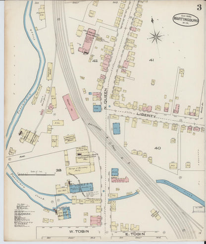 Sanborn Fire Insurance Map from Martinsburg, Berkeley County, West Virginia (1885), Sheet #0003 - Complete Map Set gallery image, historic Sanborn map, vintage wall art, West Virginia West Virginia