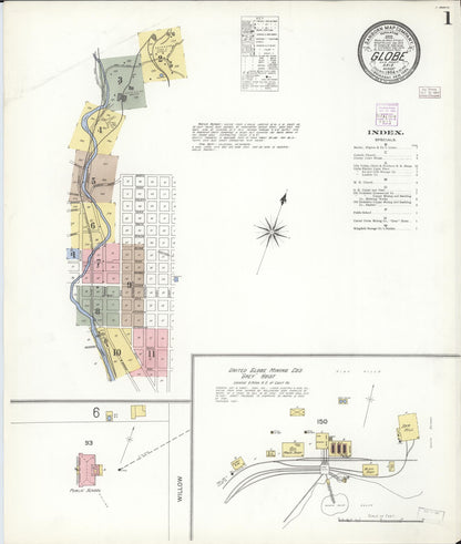 Sanborn Fire Insurance Map from Globe, Gila County, Arizona (1904), Sheet #0001 - Complete Map Set gallery image, historic Sanborn map, vintage wall art, Arizona Arizona