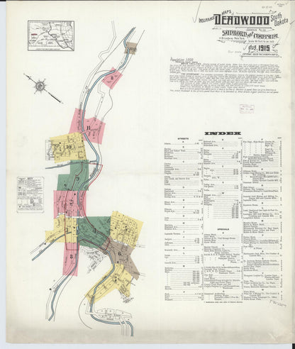 Sanborn Fire Insurance Map from Deadwood, Lawrence County, South Dakota (1915), Sheet #0001 - Complete Map Set gallery image, historic Sanborn map, vintage wall art, South Dakota South Dakota