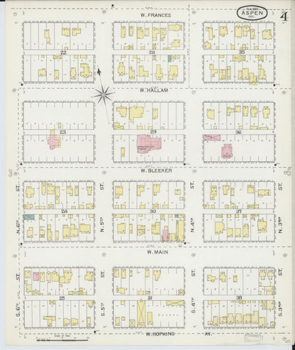 Sanborn Fire Insurance Map from Aspen, Pitkin County, Colorado (1893), Sheet #0004 - Complete Map Set gallery image, historic Sanborn map, vintage wall art, Colorado Colorado