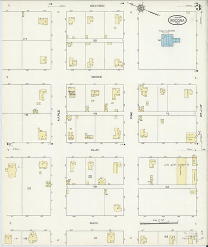 Sanborn Fire Insurance Map from Nocona, Montague County, Texas (1914), Sheet #0003 - Complete Map Set gallery image, historic Sanborn map, vintage wall art, Texas Texas