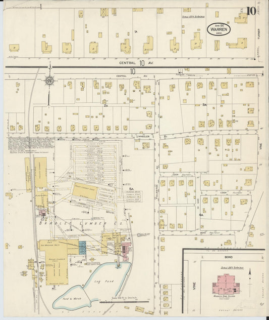 Sanborn Fire Insurance Map from Warren, Bradley County, Arkansas (1912), Sheet #0010 - Historic Sanborn Fire Insurance Map Print, vintage old map wall art, antique decor, genealogy gift, Arkansas Arkansas map