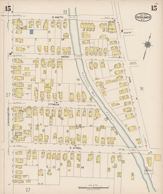 Sanborn Fire Insurance Map from Herkimer, Herkimer County, New York (1923), Sheet #0015 - Historic Sanborn Fire Insurance Map Print, vintage old map wall art, antique decor, genealogy gift, New York New York map