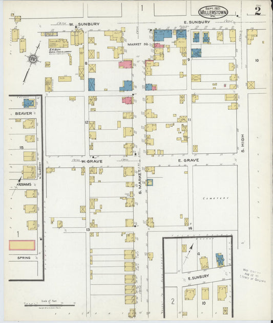 Sanborn Fire Insurance Map from Millerstown, Perry County, Pennsylvania (1921), Sheet #0002 - Historic Sanborn Fire Insurance Map Print, vintage old map wall art, antique decor, genealogy gift, Pennsylvania Pennsylvania map