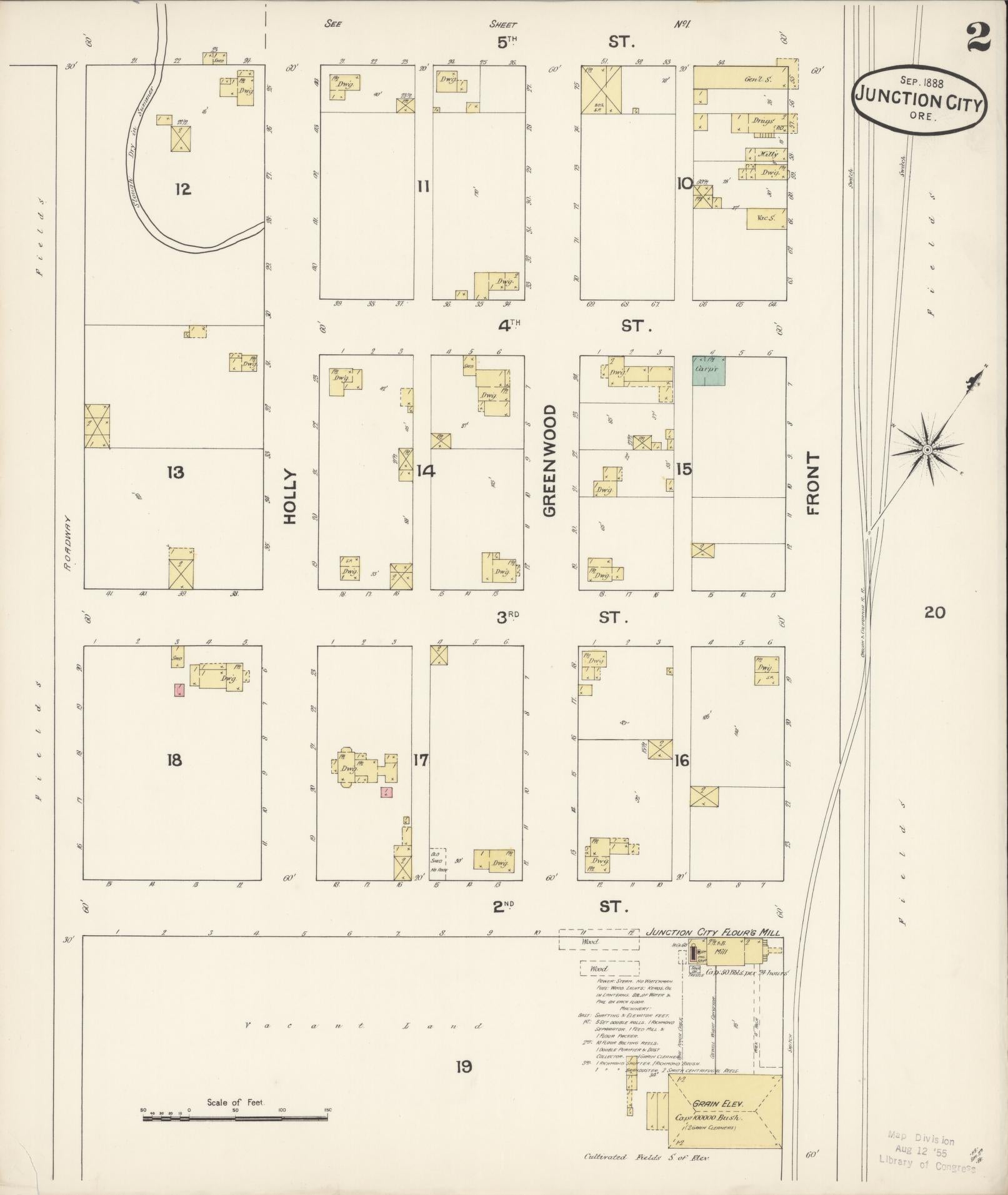 Sanborn Fire Insurance Map from Junction City, Lane County, Oregon (1888), Sheet #0002 - Complete Map Set gallery image, historic Sanborn map, vintage wall art, Oregon Oregon