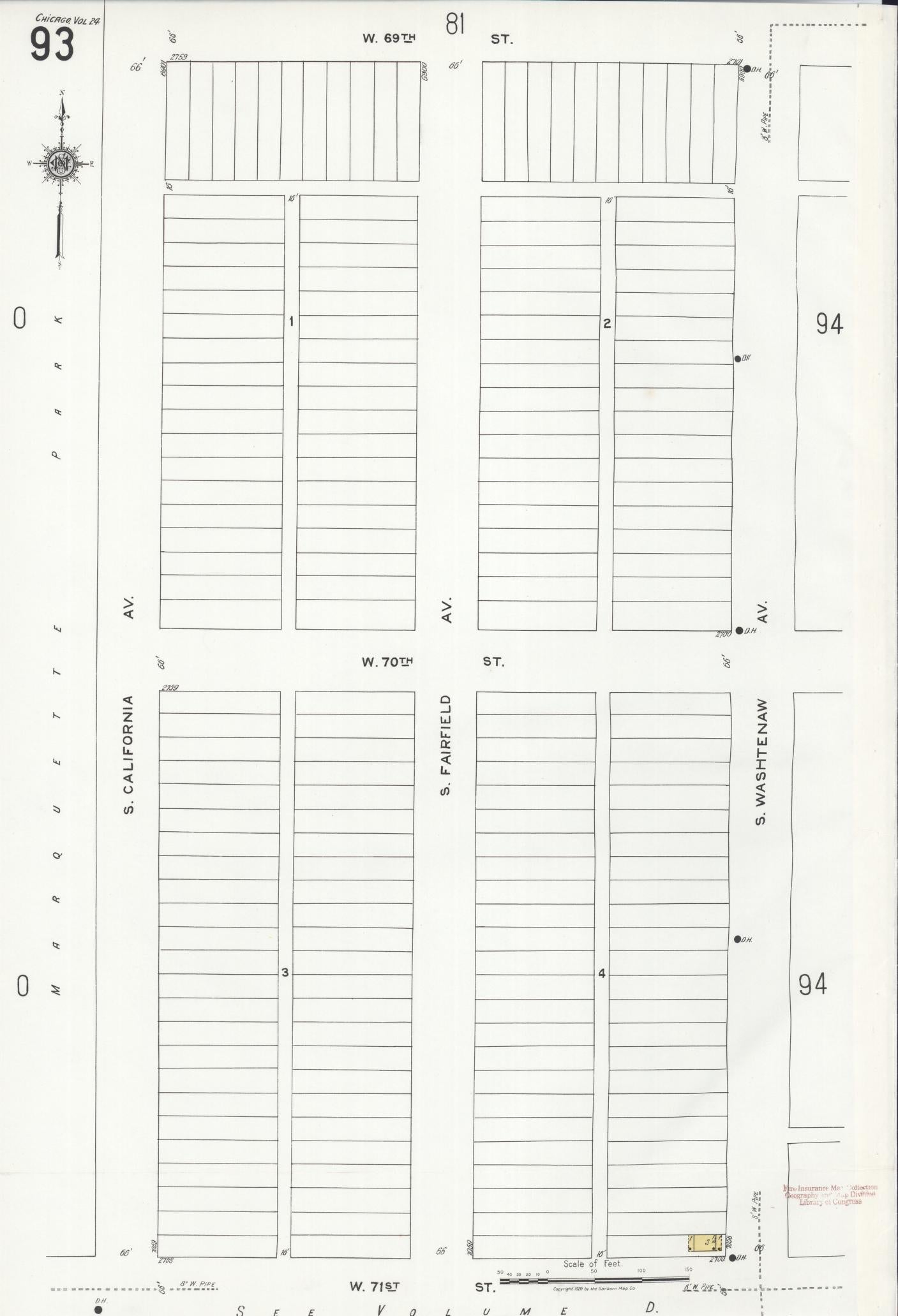 Sanborn Fire Insurance Map from Chicago, Cook County, Illinois (1920), Sheet #0093 - Historic Sanborn Fire Insurance Map Print, vintage old map wall art, antique decor, genealogy gift, Illinois Illinois map