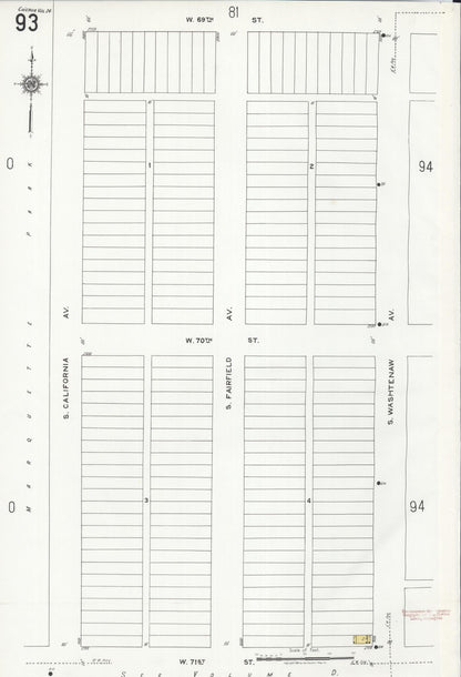 Sanborn Fire Insurance Map from Chicago, Cook County, Illinois (1920), Sheet #0093 - Historic Sanborn Fire Insurance Map Print, vintage old map wall art, antique decor, genealogy gift, Illinois Illinois map