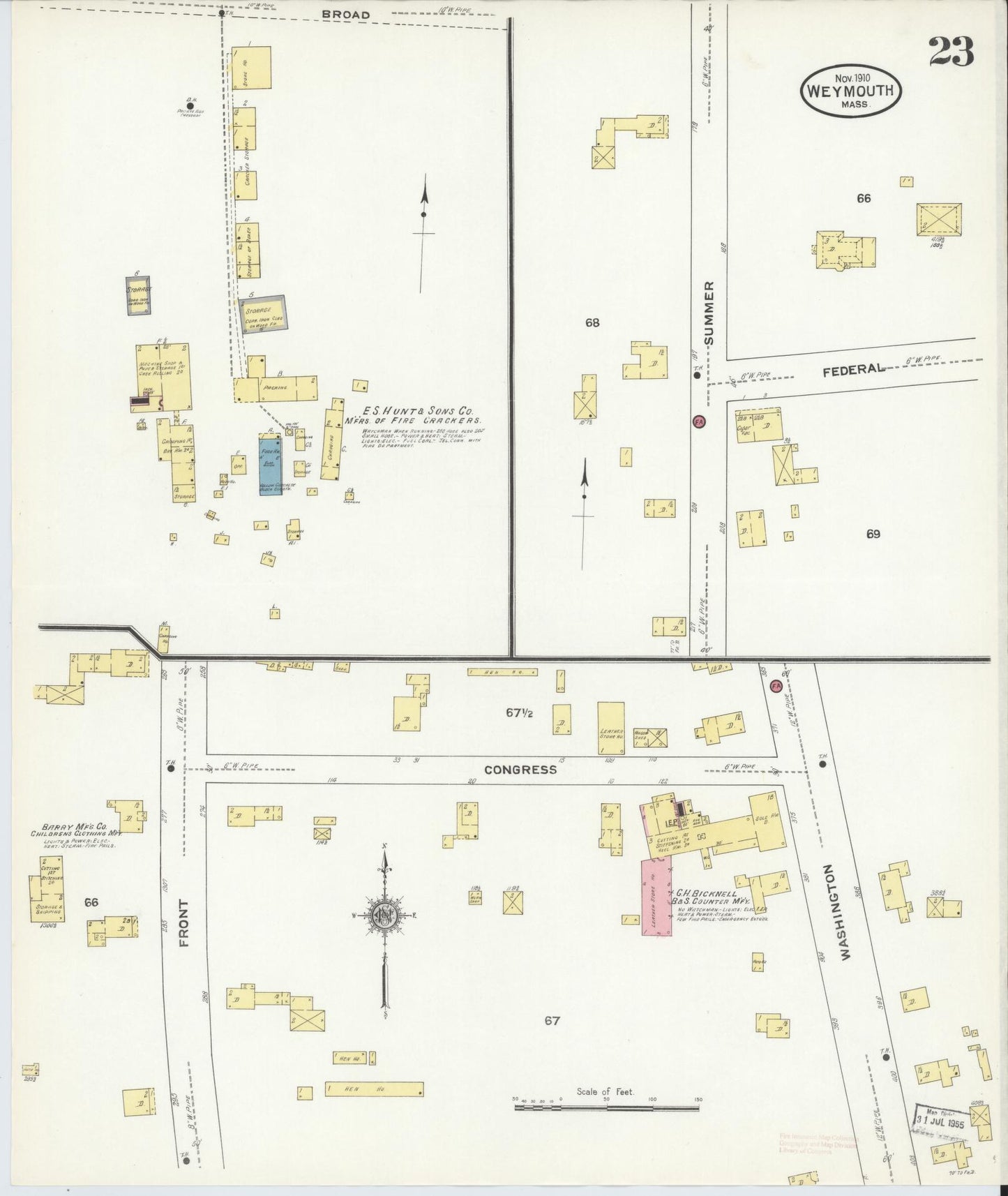 Sanborn Fire Insurance Map from Weymouth, Norfolk County, Massachusetts (1910), Sheet #0023 - Complete Map Set gallery image, historic Sanborn map, vintage wall art, Massachusetts Massachusetts