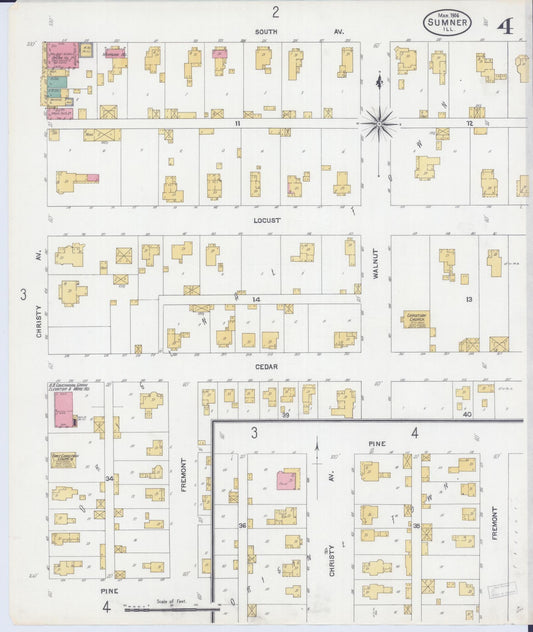 Sanborn Fire Insurance Map from Sumner, Lawrence County, Illinois (1906), Sheet #0004 - Historic Sanborn Fire Insurance Map Print, vintage old map wall art, antique decor, genealogy gift, Illinois Illinois map