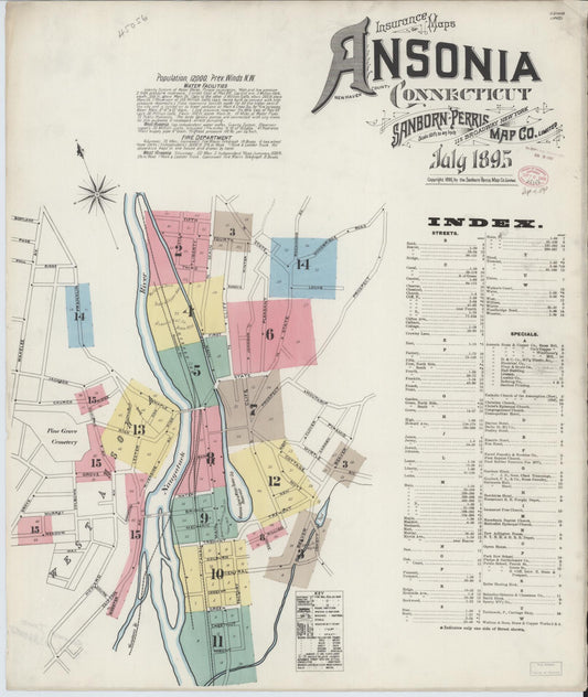 Sanborn Fire Insurance Map from Ansonia, New Haven County, Connecticut. (1895) – Historic Sanborn Fire Insurance Map Print