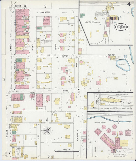 Sanborn Fire Insurance Map from Hillsboro, Montgomery County, Illinois (1906), Sheet #0004 - Historic Sanborn Fire Insurance Map Print, vintage old map wall art, antique decor, genealogy gift, Illinois Illinois map