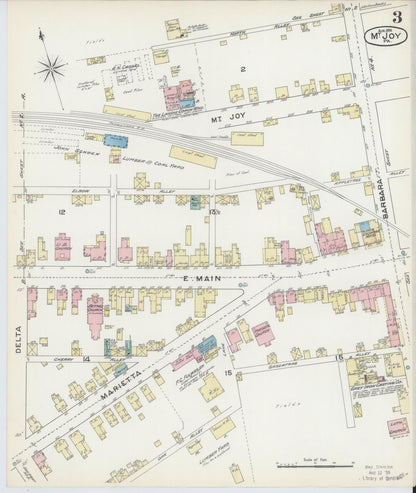 Sanborn Fire Insurance Map from Mount Joy, Lancaster County, Pennsylvania (1891), Sheet #0003 - Historic Sanborn Fire Insurance Map Print, vintage old map wall art, antique decor, genealogy gift, Pennsylvania Pennsylvania map