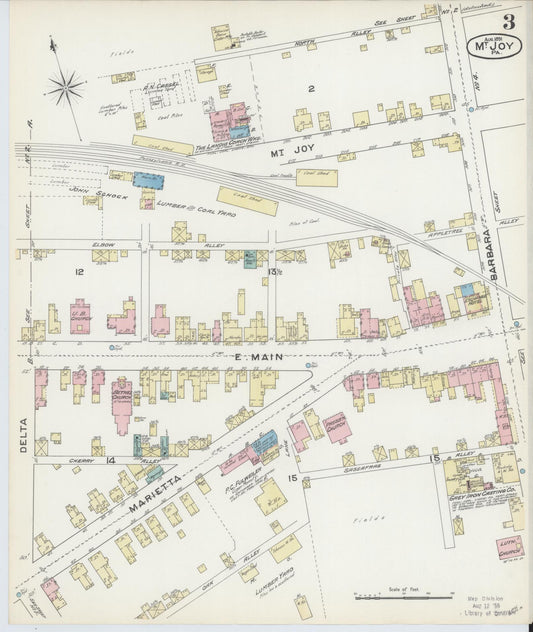 Sanborn Fire Insurance Map from Mount Joy, Lancaster County, Pennsylvania (1891), Sheet #0003 - Historic Sanborn Fire Insurance Map Print, vintage old map wall art, antique decor, genealogy gift, Pennsylvania Pennsylvania map