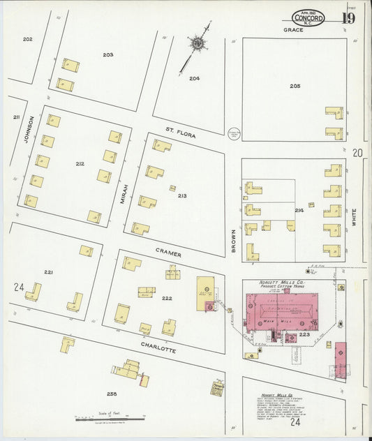 Sanborn Fire Insurance Map from Concord, Cabarrus County, North Carolina (1921), Sheet #0019 - Historic Sanborn Fire Insurance Map Print, vintage old map wall art, antique decor, genealogy gift, North Carolina North Carolina map