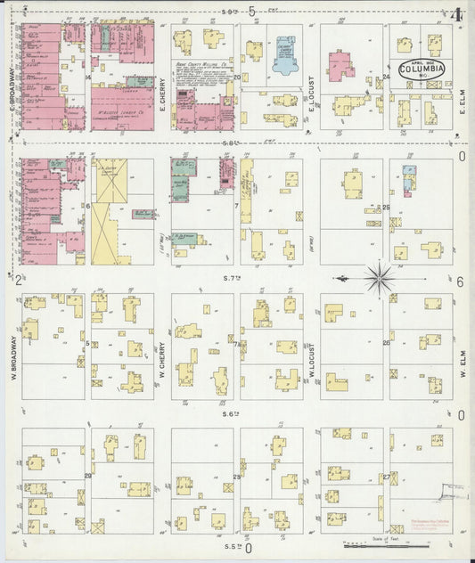 Sanborn Fire Insurance Map from Columbia, Boone County, Missouri (1902), Sheet #0004 - Historic Sanborn Fire Insurance Map Print, vintage old map wall art, antique decor, genealogy gift, Missouri Missouri map