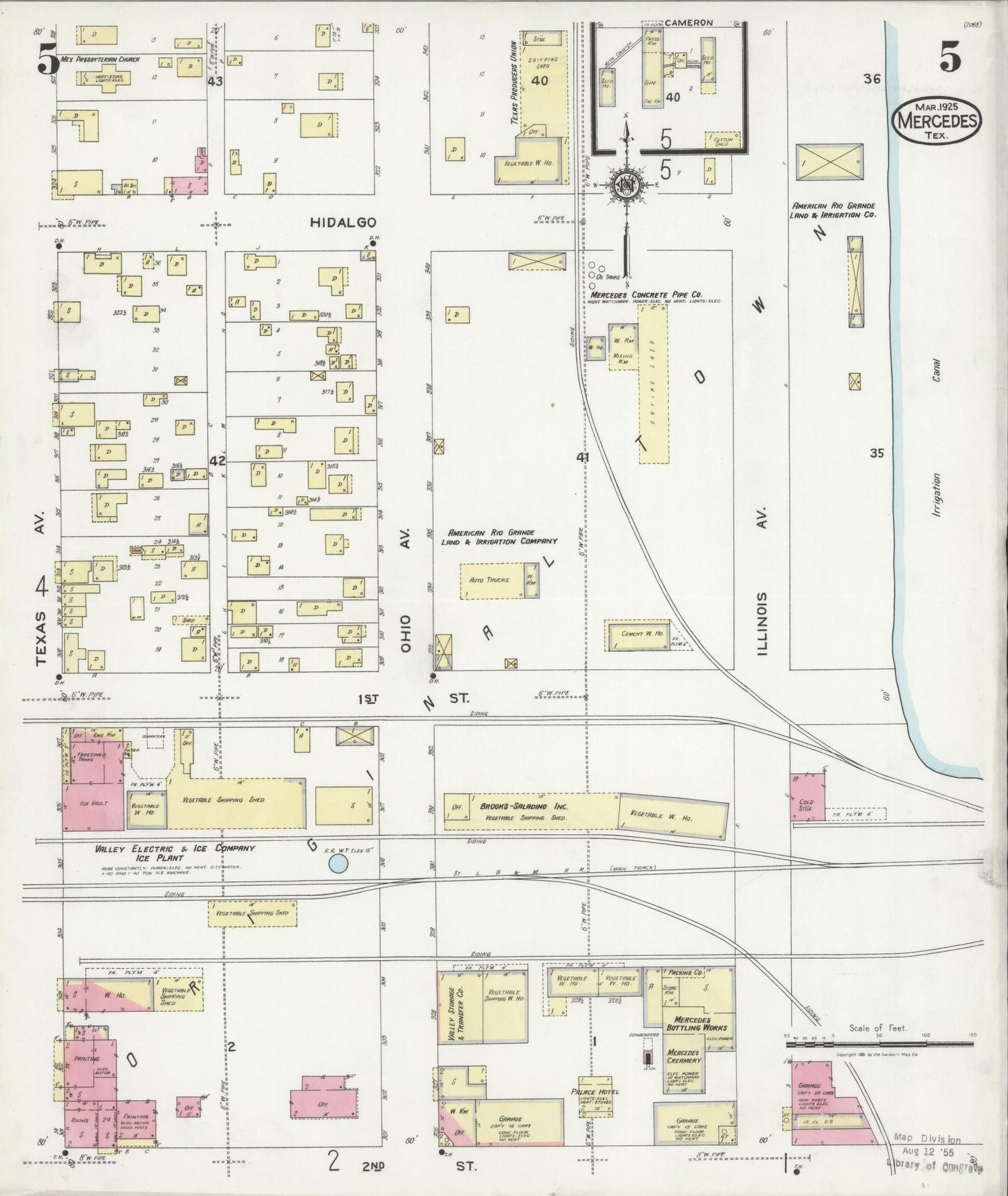 Sanborn Fire Insurance Map from Mercedes, Hidalgo County, Texas (1925), Sheet #0005 - Complete Map Set gallery image, historic Sanborn map, vintage wall art, Texas Texas
