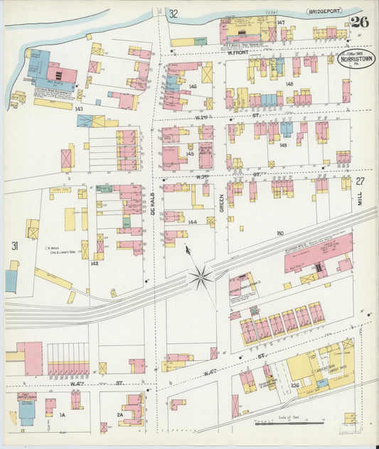 Sanborn Fire Insurance Map from Norristown, Montgomery County, Pennsylvania (1902), Sheet #0026 - Historic Sanborn Fire Insurance Map Print, vintage old map wall art, antique decor, genealogy gift, Pennsylvania Pennsylvania map