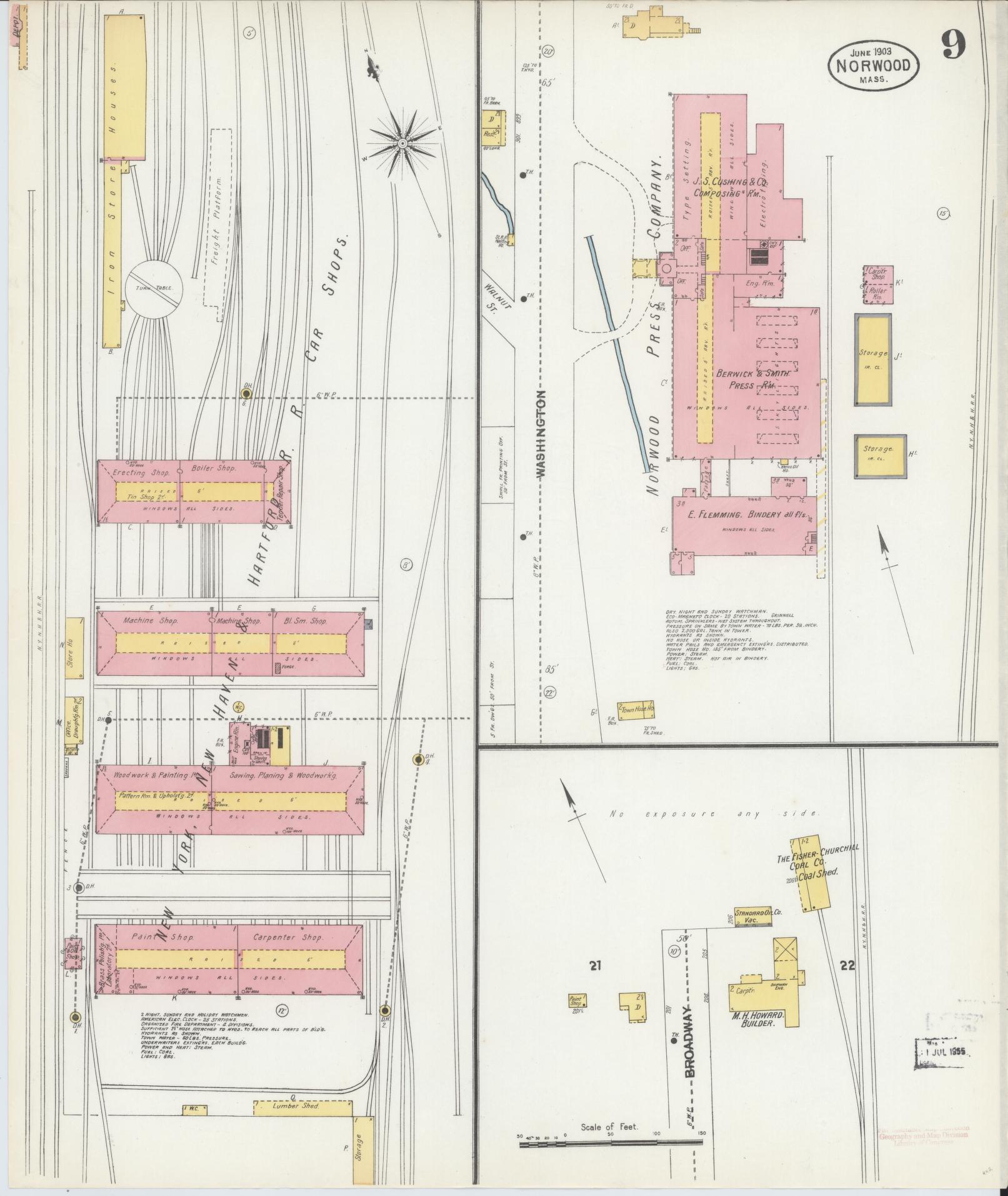 Sanborn Fire Insurance Map from Norwood, Norfolk County, Massachusetts (1903), Sheet #0009 - Complete Map Set gallery image, historic Sanborn map, vintage wall art, Massachusetts Massachusetts
