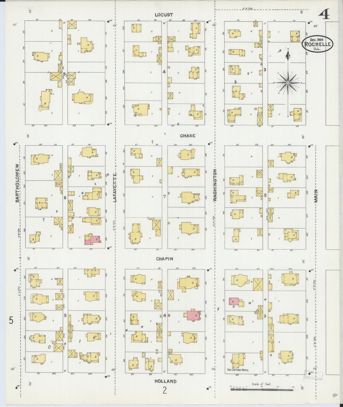 Sanborn Fire Insurance Map from Rochelle, Ogle County, Illinois (1904), Sheet #0004 - Complete Map Set gallery image, historic Sanborn map, vintage wall art, Illinois Illinois
