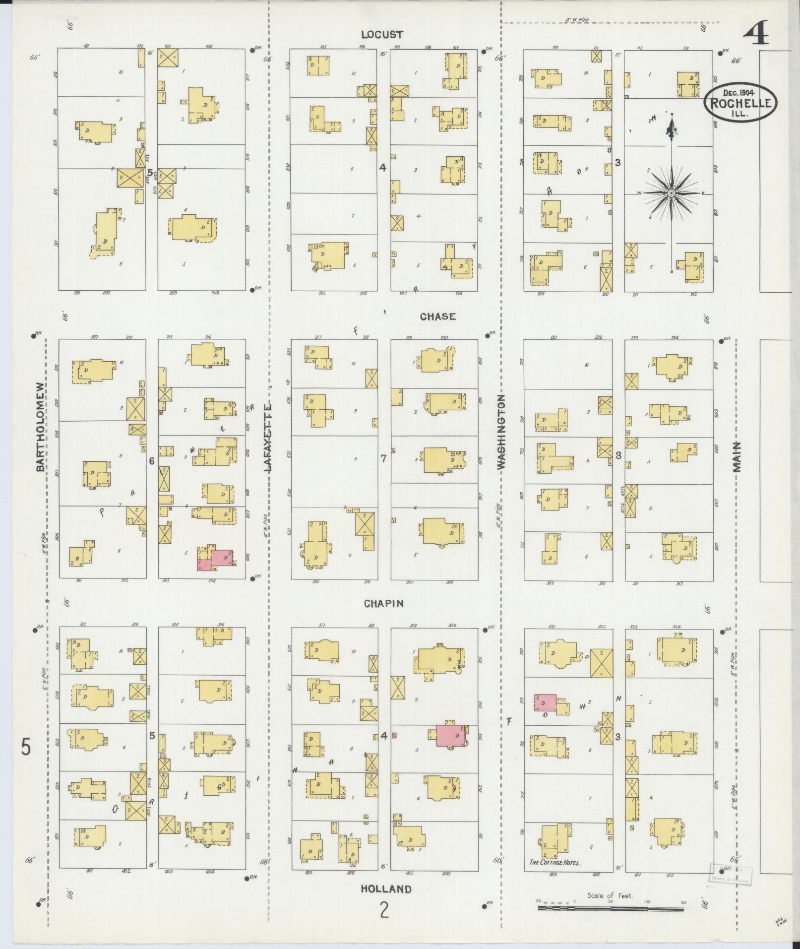 Sanborn Fire Insurance Map from Rochelle, Ogle County, Illinois (1904), Sheet #0004 - Complete Map Set gallery image, historic Sanborn map, vintage wall art, Illinois Illinois