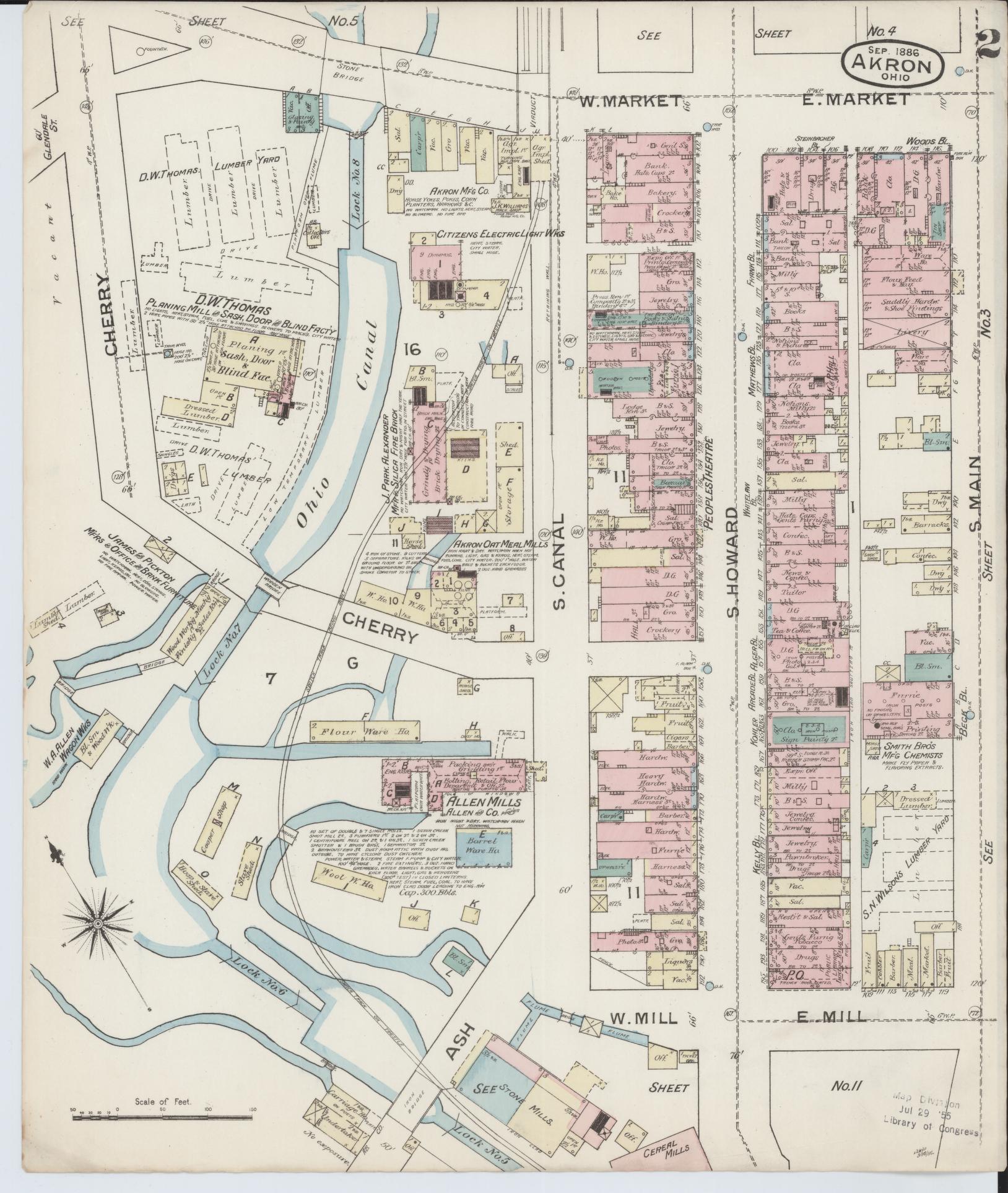 Sanborn Fire Insurance Map from Akron, Summit County, Ohio (1886), Sheet #0002 - Complete Map Set gallery image, historic Sanborn map, vintage wall art, Ohio Ohio