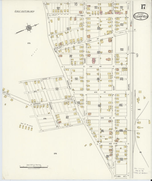 Sanborn Fire Insurance Map from Clearfield, Clearfield County, Pennsylvania (1917), Sheet #0017 - Historic Sanborn Fire Insurance Map Print, vintage old map wall art, antique decor, genealogy gift, Pennsylvania Pennsylvania map