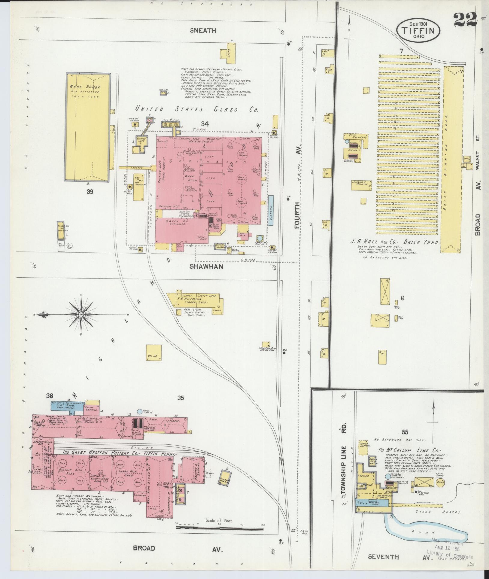 Sanborn Fire Insurance Map from Tiffin, Seneca County, Ohio (1901), Sheet #0022 - Historic Sanborn Fire Insurance Map Print, vintage old map wall art, antique decor, genealogy gift, Ohio Ohio map