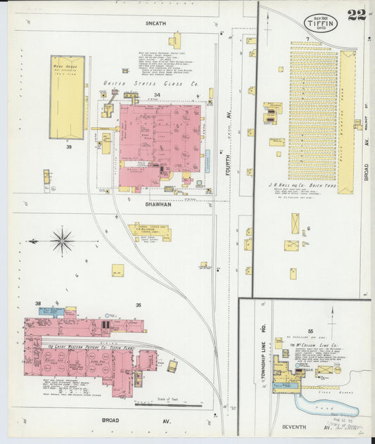Sanborn Fire Insurance Map from Tiffin, Seneca County, Ohio (1901), Sheet #0022 - Historic Sanborn Fire Insurance Map Print, vintage old map wall art, antique decor, genealogy gift, Ohio Ohio map