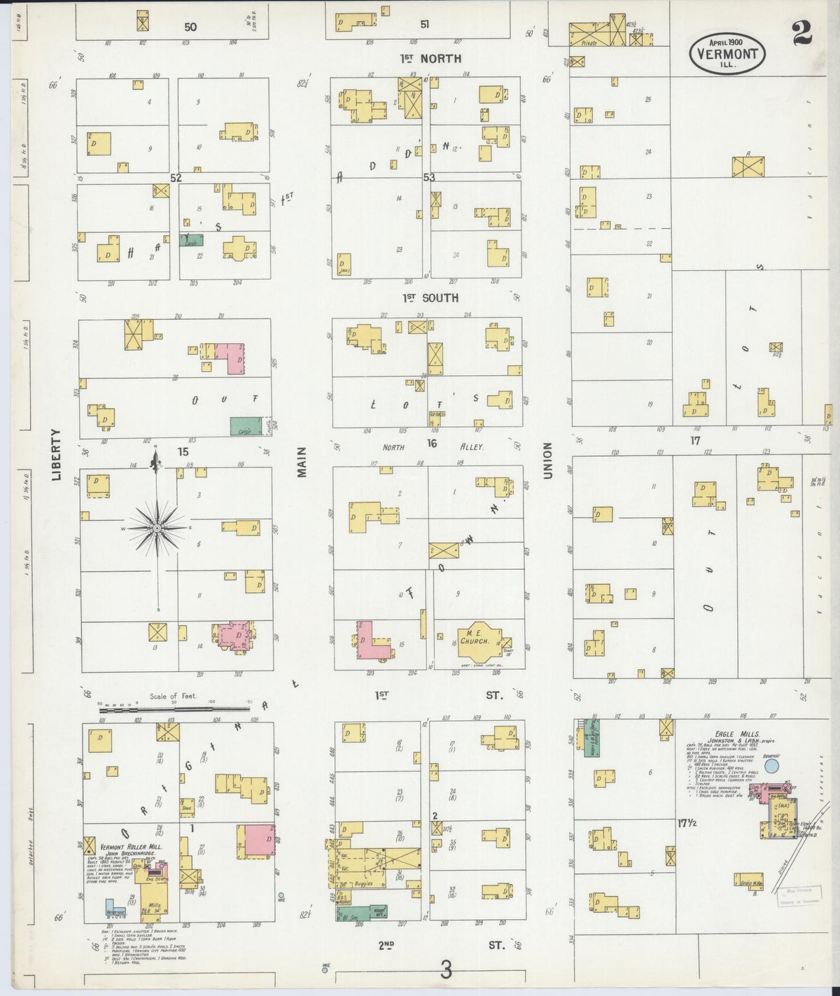 Sanborn Fire Insurance Map from Vermont, Fulton County, Illinois (1900), Sheet #0002 - Historic Sanborn Fire Insurance Map Print, vintage old map wall art, antique decor, genealogy gift, Illinois Illinois map