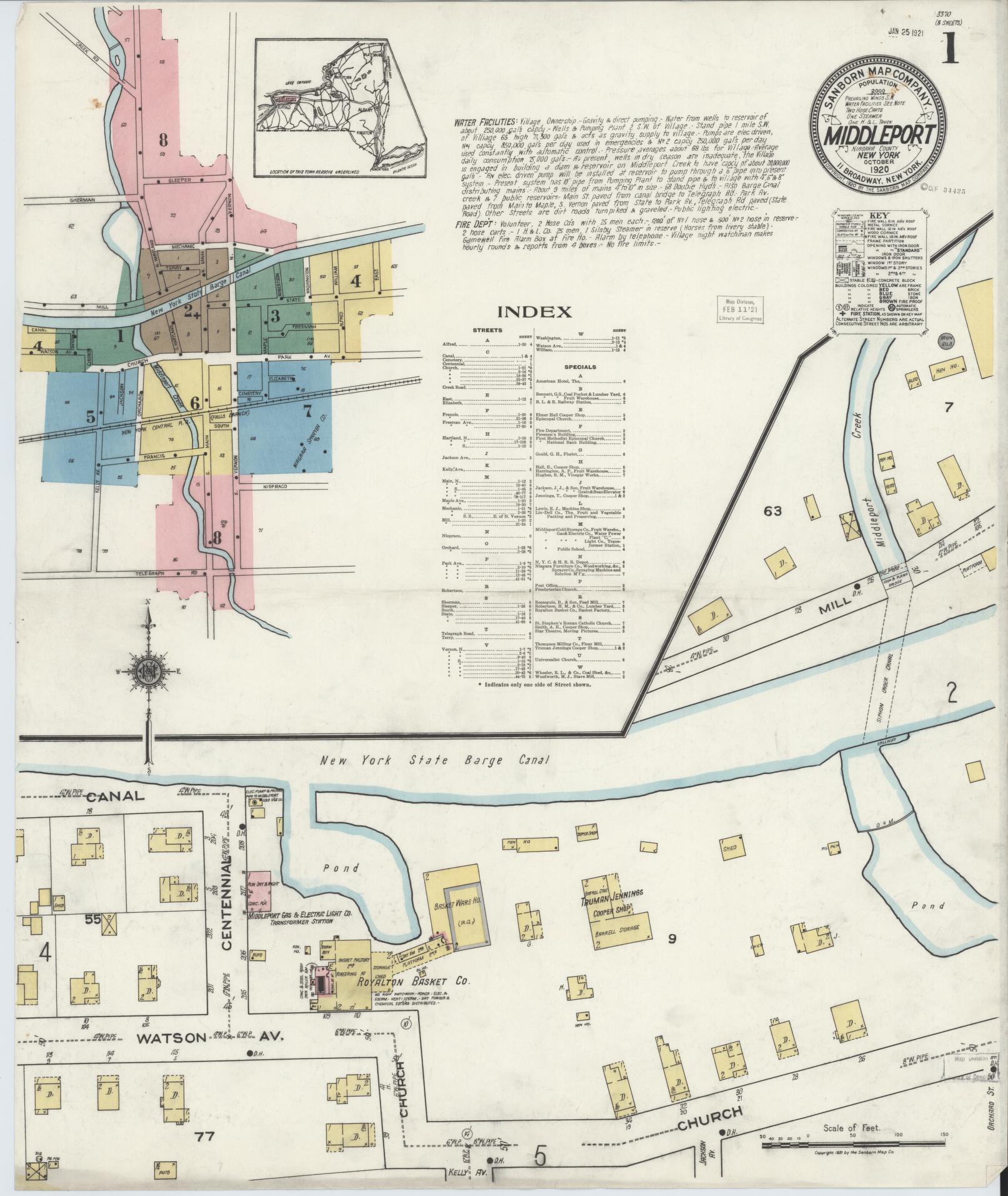 Sanborn Fire Insurance Map from Middleport, Niagara County, New York. (1920) – Historic Sanborn Fire Insurance Map Print