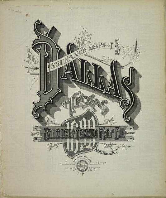 Sanborn Fire Insurance Map from Dallas, Dallas County, Texas. (1899) – Historic Sanborn Fire Insurance Map Print