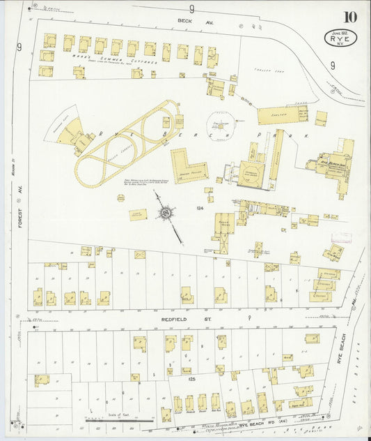 Sanborn Fire Insurance Map from Rye, Westchester County, New York (1912), Sheet #0010 - Historic Sanborn Fire Insurance Map Print, vintage old map wall art, antique decor, genealogy gift, New York New York map