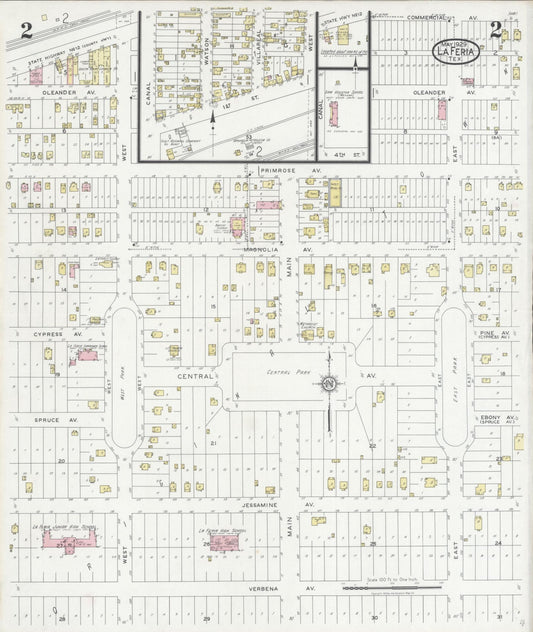Sanborn Fire Insurance Map from La Feria, Cameron County, Texas (1929), Sheet #0002 - Historic Sanborn Fire Insurance Map Print, vintage old map wall art, antique decor, genealogy gift, Texas Texas map
