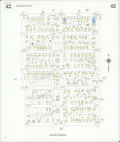 Sanborn Fire Insurance Map from Beloit, Rock County, Wisconsin (1939), Sheet #0042 - Complete Map Set gallery image, historic Sanborn map, vintage wall art, Wisconsin Wisconsin