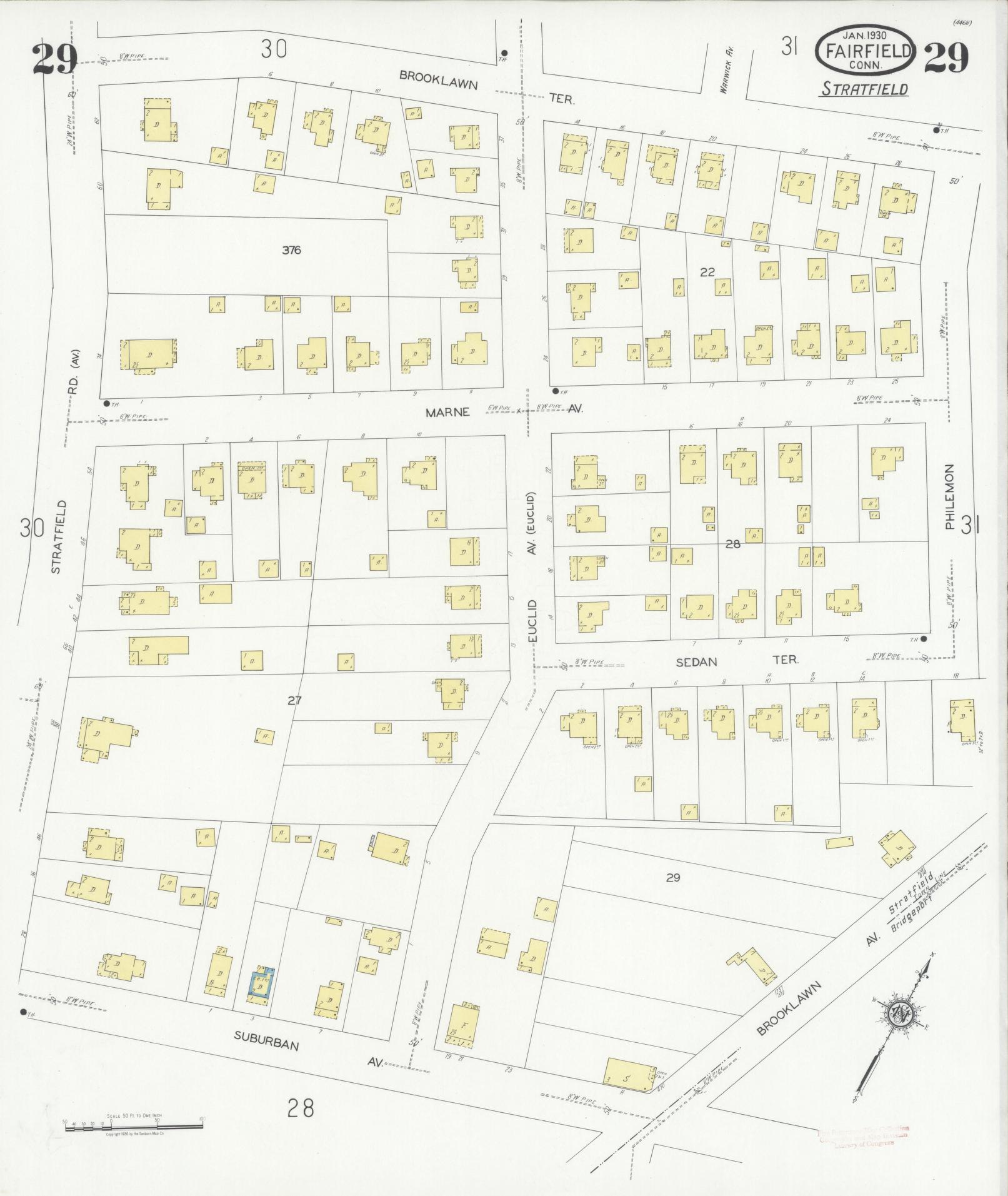Sanborn Fire Insurance Map from Fairfield, Fairfield County, Connecticut (1930), Sheet #0029 - Complete Map Set gallery image, historic Sanborn map, vintage wall art, Connecticut Connecticut