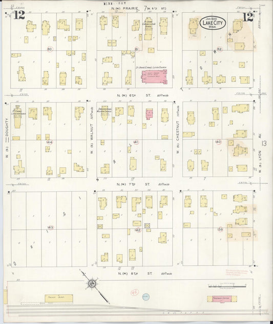 Sanborn Fire Insurance Map from Lake City, Wabasha County, Minnesota (1938), Sheet #0012 - Historic Sanborn Fire Insurance Map Print, vintage old map wall art, antique decor, genealogy gift, Minnesota Minnesota map