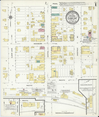 Sanborn Fire Insurance Map from Elbow Lake, Grant County, Minnesota (1909), Sheet #0001 - Historic Sanborn Fire Insurance Map Print, vintage old map wall art, antique decor, genealogy gift, Minnesota Minnesota map