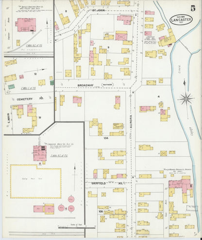 Sanborn Fire Insurance Map from Lancaster, Erie County, New York (1904), Sheet #0005 - Historic Sanborn Fire Insurance Map Print, vintage old map wall art, antique decor, genealogy gift, New York New York map