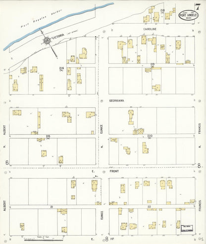 Sanborn Fire Insurance Map from Port Angeles, Clallam County, Washington (1911), Sheet #0007 - Complete Map Set gallery image, historic Sanborn map, vintage wall art, Washington Washington